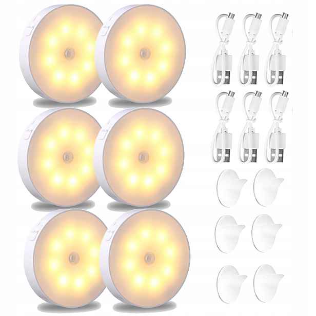 6 Ks Noční Lampa Bezdrátová Led Lampa S Pohybovým Senzorem Do Ložnice