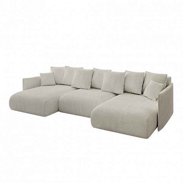 ALTDECOR SEDACÍ SOUPRAVA s funkcí lůžka a úložným prostorem pod sedákem ONESK-U 317x177x72 krémový manšestr