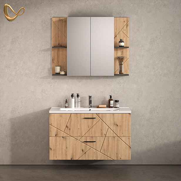 Livinity® KOUPELNOVÁ SESTAVA NÁBYTKU Ronco, Antracit/Řemeslný dub, 3dílná