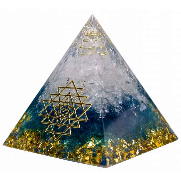 Pyramida Orgonit Skalní Křemen Křišťál Sklo Měď Transformace 6 cm