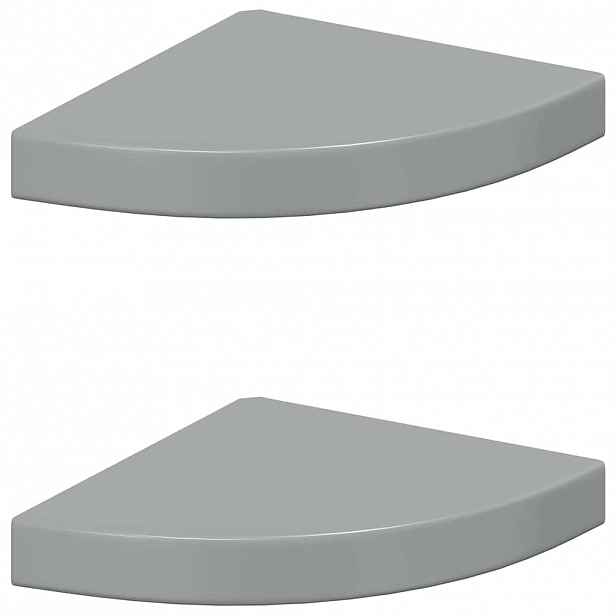 vidaXL Plovoucí rohové police 2 ks šedé vysoký lesk 25x25x3,8 cm MDF
