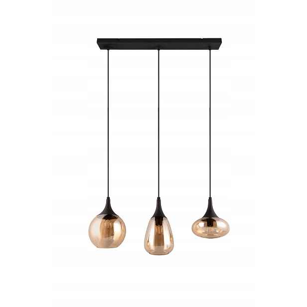 Závěsná lampa černé skleněné medové stínítko nepravidelné nad stůl Trio