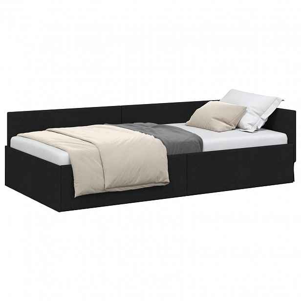vidaXL Rohový rám postele Černý 90 x 190 cm textil