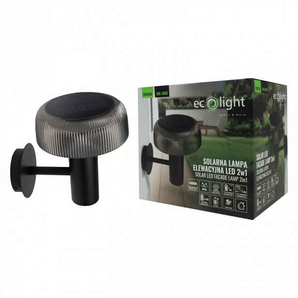 Led solární venkovní nástěnné svítidlo černé barvy s možností nabíjení přes Usb