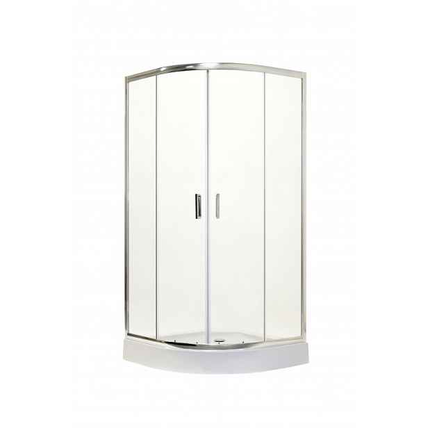 Olsen spa Čtvrtkruhový sprchový kout s vaničkou BILBAO - Univerzální; Hliník chrom; Matné bezpečnostní sklo - 5 mm; 90 cm; 90 cm