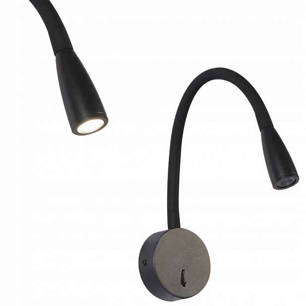Černá, flexibilní Led nástěnná lampa s vypínačem do ložnice 3W Light Prestige