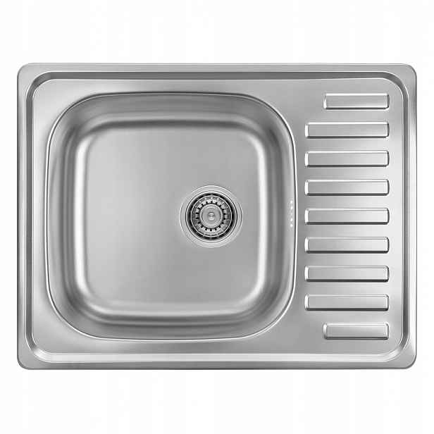 Dřez Junak, 1-komorový s poloodkapávačem, hladký, Inox