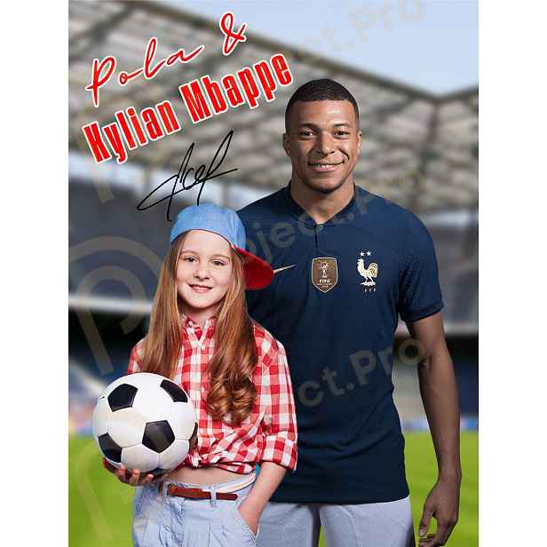 Hotový Obraz Na Canvas Kylian Mbappe+vaše Fotografie Dárek K Narozeninám Míč