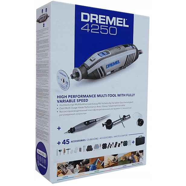 Multifunkční bruska Dremel 4250-3/45 3, nástavec, 45 kusů příslušenství, váleček