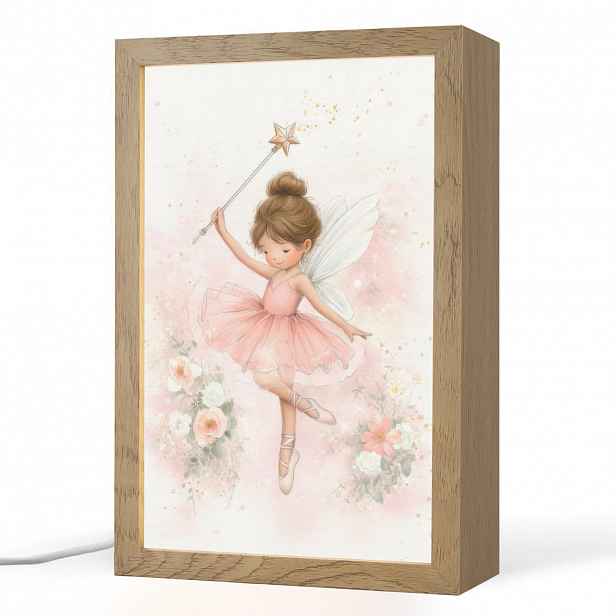 OnlyWow NOČNÍ LAMPIČKA Baletka - Víla - Květiny - Růžová 20x30 cm