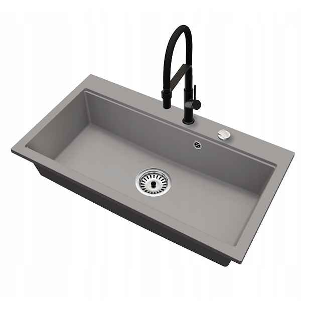 Granitový dřez Jednokomorový Elite 90 Baterie Sifon Chrom Automat