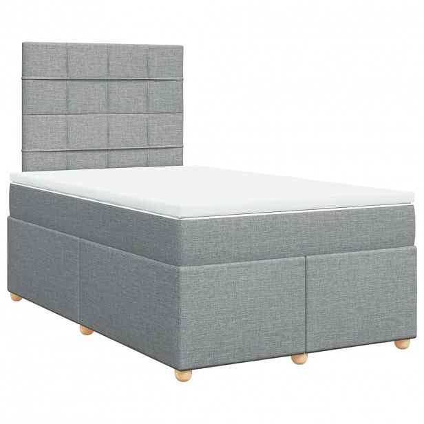 vidaXL Box spring postel s matrací světle šedá 120 x 200 cm textil