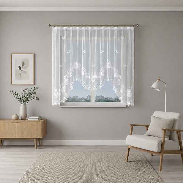 Dekorační krátká vzorovaná záclona na žabky PENELOPE 400x160 cm MyBestHome