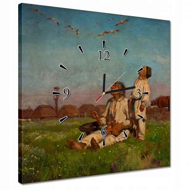 Hodiny 40x40 Józef Chełmoński Čápi