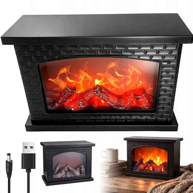 Mini krb Dekorativní Led efekt plamene Lampa na Usb Baterie Černá