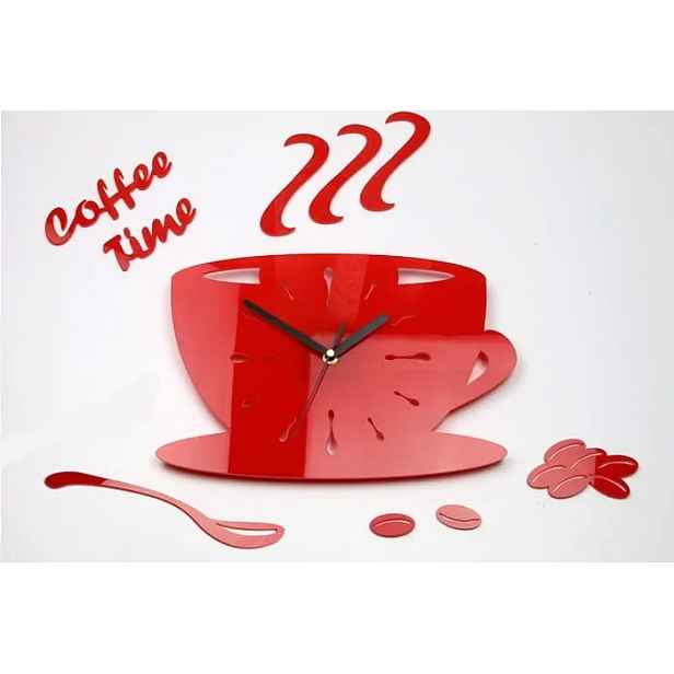 ModernClock Nástěnné hodiny Coffe 33 cm červené