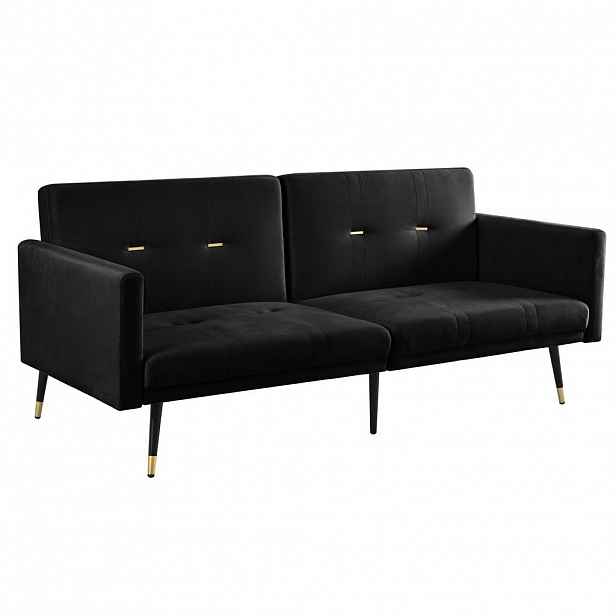 Modfu ROZKLÁDACÍ pohovka ze sametu 164x89x70 cm černá s nezávisle polohovatelnými opěrkami a funkcí lůžka pro hosty