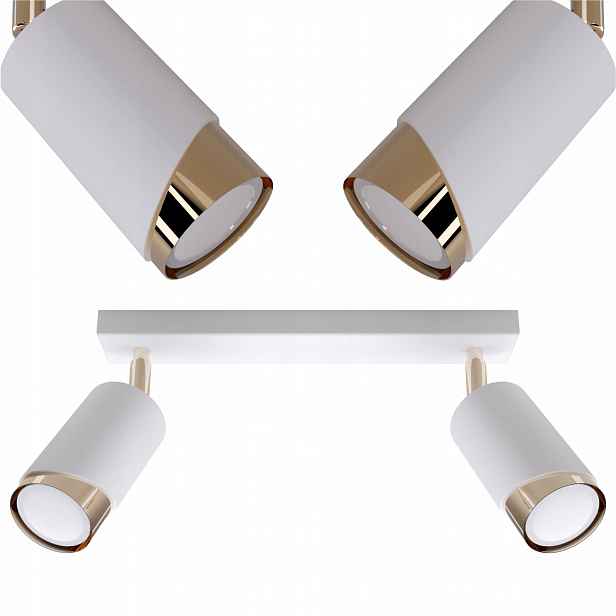 Závěsná stropní lampa Stropní Svítidlo kovová bílo-zlatá 2xGU10 Led 40 W Tuba