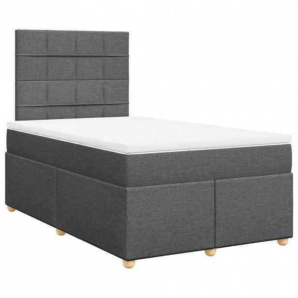 vidaXL Box spring postel s matrací tmavě šedá 120x200 cm textil