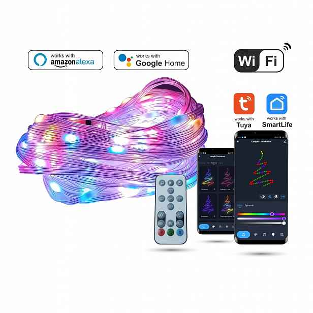 Vánoční osvětlení na stromeček WiFi Led 10 m Tuya Music
