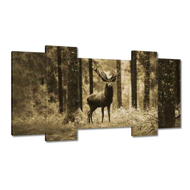 Obrazy 120x65 Jelen v lese Sepia