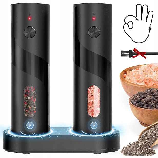 2KS Elektrický Mlýnek Na Sůl A Pepř, Mlýnek S Regulací Tloušťky 110 ML