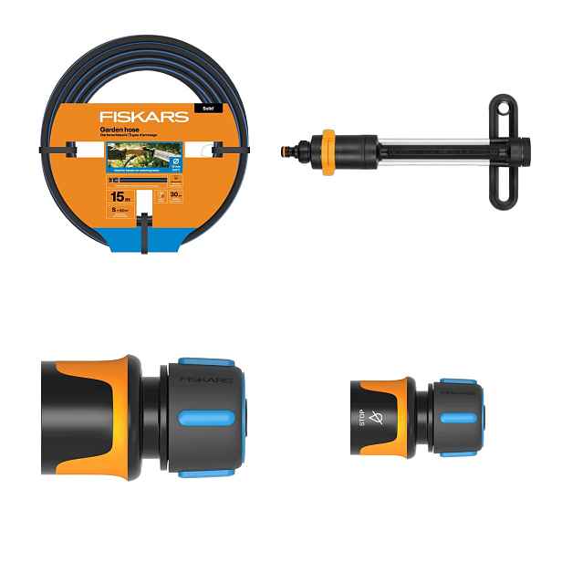 Fiskars Sada Na Zavlažování Zavlažovač Rychlospojka x2 Hadice 1/2" 15 m