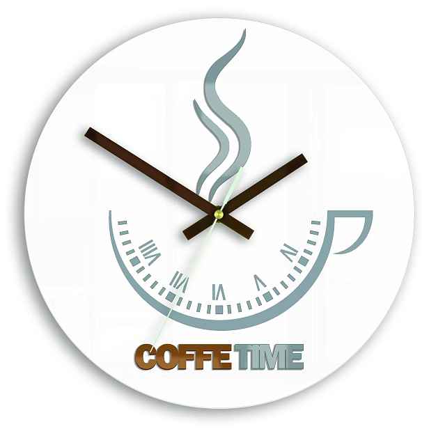 ModernClock Nástěnné hodiny Coffe Time bílé