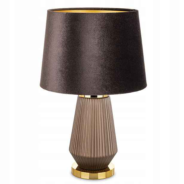 Stolní Lampa Hnědá Zlatá 48x30,5x30,5 CM Skleněná Základna Glamour
