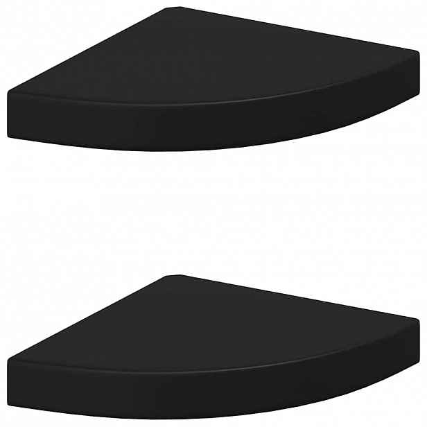 vidaXL Plovoucí rohové police 2 ks černé 25 x 25 x 3,8 cm MDF