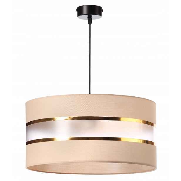 Závěsná lampa Béžová Moderní Do Obývacího Pokoje 30cm E27 Závěsná zlatá plast
