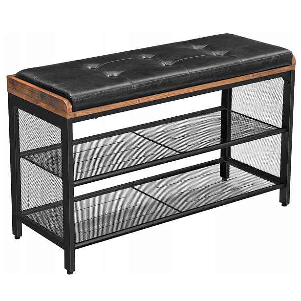 Botník se sedákem Songmics 80 x 48 x 30 cm černá