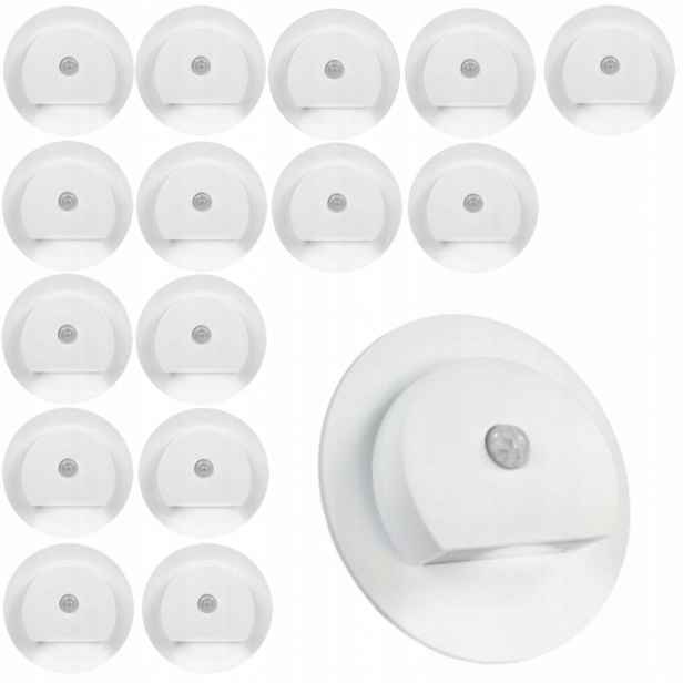 16 X Bílá Led Schodišťová Lampa, Schodišťové Osvětlení, Senzor Pohybu Soumraku