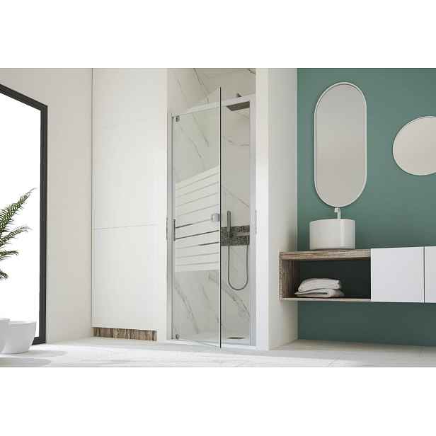 Forte Sprchové dveře DECO N1B — Barva rámu - Černá, Rozměr A - 90, Směr zavírání -  Levé (SX), Výplň - Acidato bezpečnostní sklo - 6 mm
