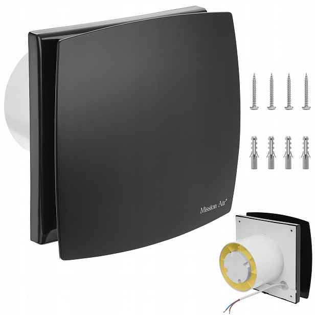 Koupelnový Ventilátor Windy 120 H+t Černý tichý Timer Senzor Vlhkosti