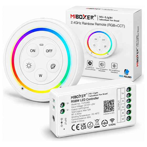 Led Ovladač Dálkový Ovladač Na Stěnu MiBOXER Bílý S2 288W FUT038S Rgbw Sada