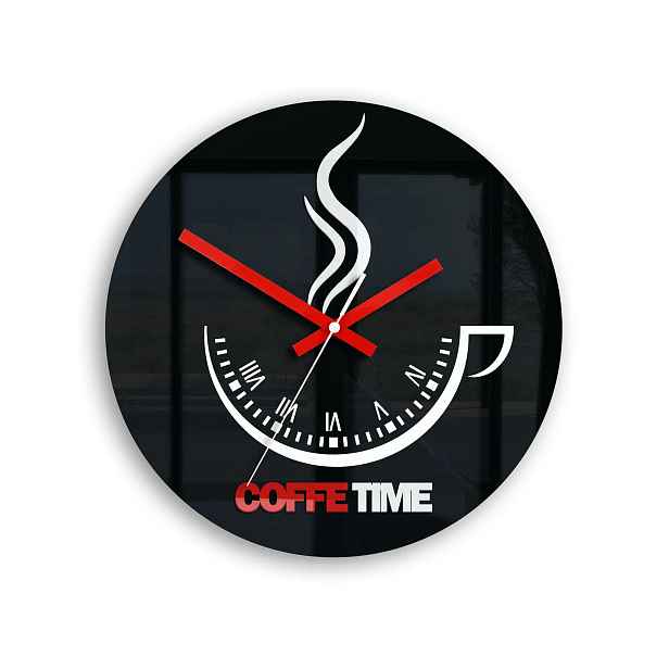 ModernClock Nástěnné hodiny Coffe Time černé