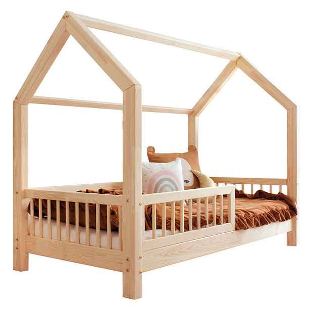 Petits-meubles DOMEČKOVÁ POSTEL 90/200 Sofia Přírodní dřevo