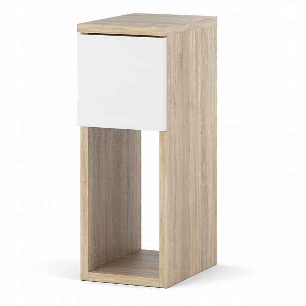 Noční Stolek Úzký Dub Sonoma Bílý 20 CM 1S Malý Noční Stolek Do Ložnice