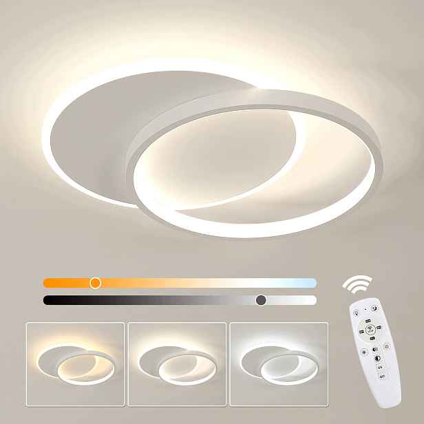 Stropní Led lampa lustr plafon bílý kruh moderní s dálkovým ovládáním 32W