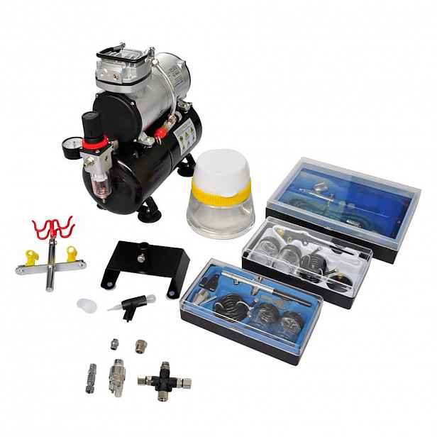 vidaXL Airbrush souprava kompresoru se 3 pistolemi