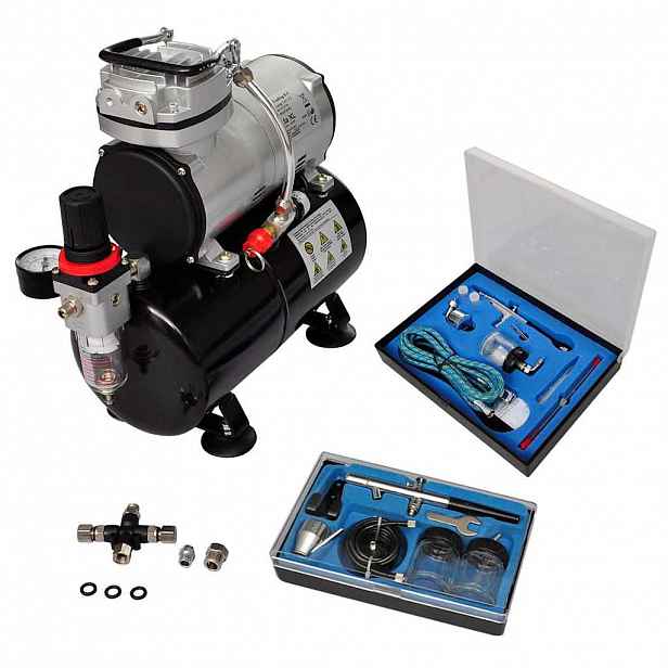 vidaXL Airbrush souprava kompresoru se 2 pistolemi