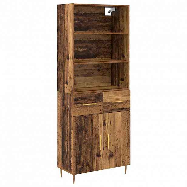 vidaXL Vysoký bufet Staré dřevo 69,5 x 34 x 180 cm Kompozitní dřevo