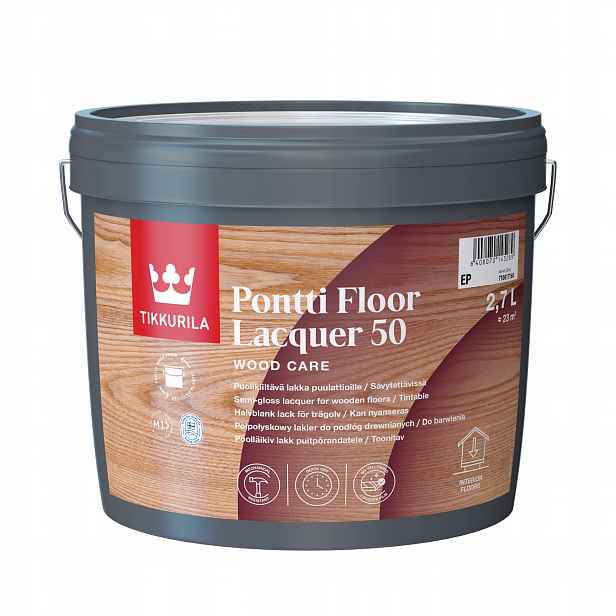 Lak na dřevo, na podlahy Tikkurila Pontti Floor Lacqure 50 2,7L Pololesk