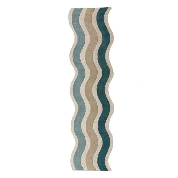 Modrý ručně tkaný vlněný běhoun 80x300 cm Cascade Wool – Flair Rugs