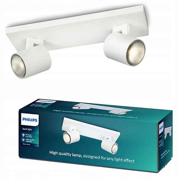 Stropní Svítidlo Reflektor Nástěnný 2x GU10 Bílá Runner Philips