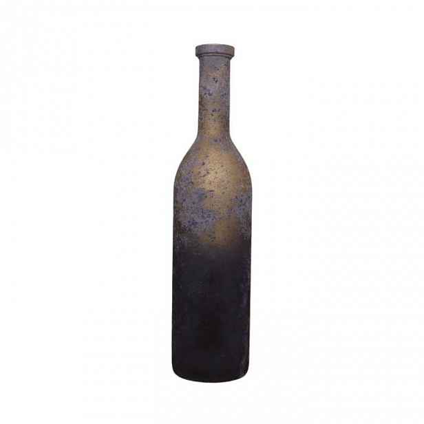Váza/lahev skleněná šedozlatá patina 75cm