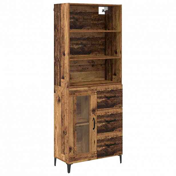 vidaXL Vysoký bufet Staré dřevo 69,5 x 34 x 180 cm Kompozitní dřevo