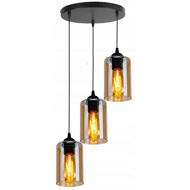 Černá závěsná lampa-talíř 3XE27 Bistro Candellux