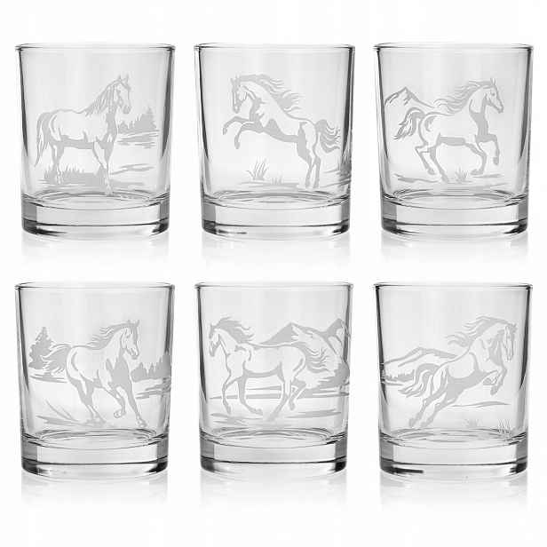 Sklenice na whisky Koně (nova) 350 ml 6 ks v krabičce